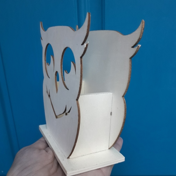 Wooden Owl Note Pen or Candle Holder Table Top - Picture 12 of 13